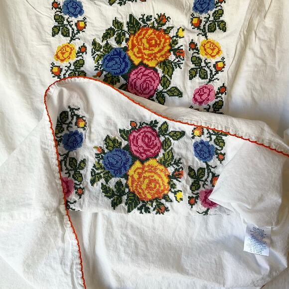 Durga Women Dress size M White See Through Floral Embroidery KneeLength Summer - Picture 8 of 10